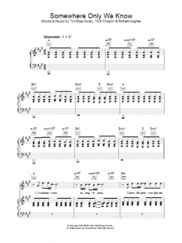 page one of Somewhere Only We Know (Piano, Vocal & Guitar Chords)