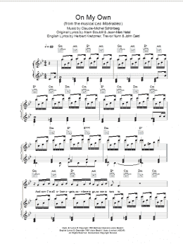 page one of On My Own (from Les Miserables) (Piano, Vocal & Guitar Chords)