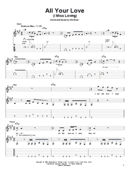 page one of All Your Love (I Miss Loving) (Guitar Tab (Single Guitar))