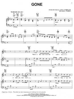 page one of Gone (Piano, Vocal & Guitar Chords (Right-Hand Melody))