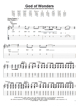 page one of God Of Wonders (Easy Guitar Tab)