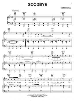 page one of Goodbye (Piano, Vocal & Guitar Chords (Right-Hand Melody))