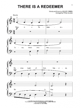 page one of There Is A Redeemer (arr. Phillip Keveren) (Beginning Piano Solo)