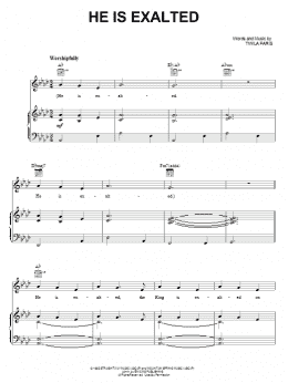 page one of He Is Exalted (Piano, Vocal & Guitar Chords (Right-Hand Melody))