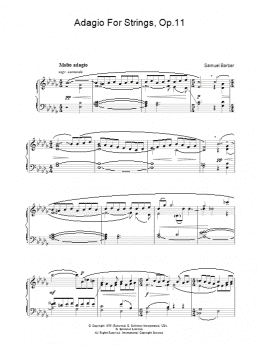 page one of Adagio For Strings Op. 11 (Piano Solo)