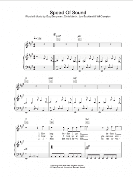 page one of Speed Of Sound (Piano, Vocal & Guitar Chords)