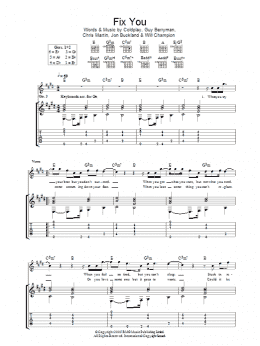 page one of Fix You (Guitar Tab)