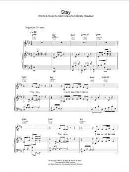 page one of Stay (Piano, Vocal & Guitar Chords (Right-Hand Melody))