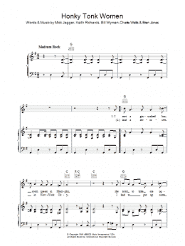 page one of Honky Tonk Women (Piano, Vocal & Guitar Chords)