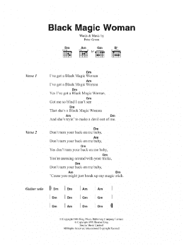 page one of Black Magic Woman (Guitar Chords/Lyrics)