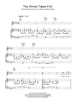 page one of The Winner Takes It All (Piano, Vocal & Guitar Chords)