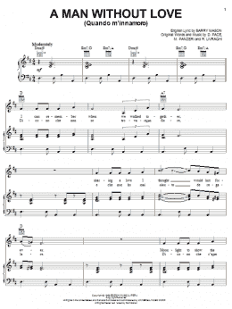 page one of A Man Without Love (Quando M'Innamoro) (Piano, Vocal & Guitar Chords (Right-Hand Melody))