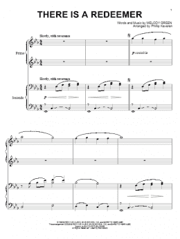 page one of There Is A Redeemer (arr. Phillip Keveren) (Piano Duet)