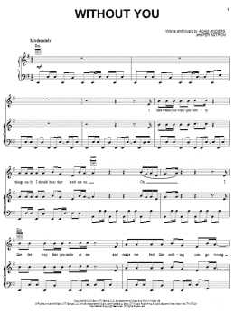 page one of Without You (Piano, Vocal & Guitar Chords (Right-Hand Melody))