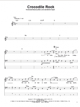 page one of Crocodile Rock (Bass Guitar Tab)