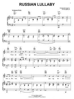 page one of Russian Lullaby (Piano, Vocal & Guitar Chords (Right-Hand Melody))