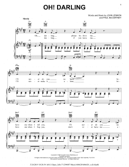 page one of Oh! Darling (Piano, Vocal & Guitar Chords (Right-Hand Melody))