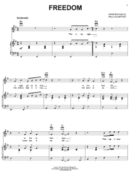 page one of Freedom (Piano, Vocal & Guitar Chords (Right-Hand Melody))