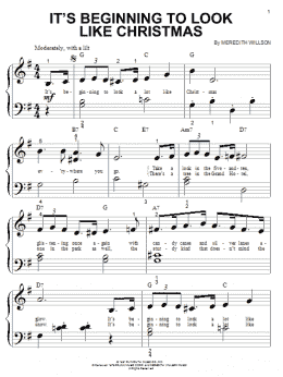 page one of It's Beginning To Look Like Christmas (Big Note Piano)