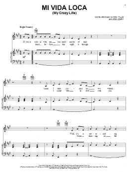 page one of Mi Vida Loca (My Crazy Life) (Piano, Vocal & Guitar Chords (Right-Hand Melody))