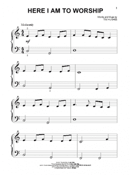 page one of Here I Am To Worship (Beginning Piano Solo)