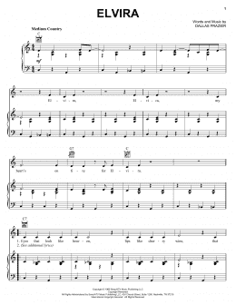 page one of Elvira (Piano, Vocal & Guitar Chords (Right-Hand Melody))