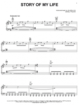 page one of Story Of My Life (Piano, Vocal & Guitar Chords (Right-Hand Melody))