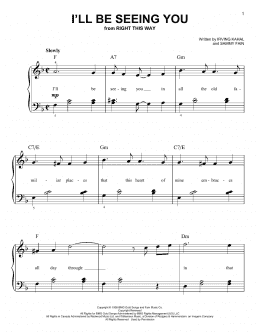 page one of I'll Be Seeing You (Easy Piano)