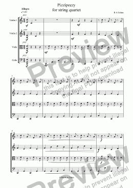 page one of PIZZIPEEZY - for string quartet