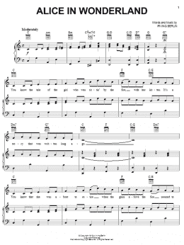 page one of Alice In Wonderland (Piano, Vocal & Guitar Chords (Right-Hand Melody))