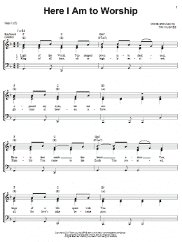 page one of Here I Am To Worship (Piano, Vocal & Guitar Chords (Right-Hand Melody))