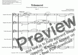 page one of Träumerei for Recorder Consort