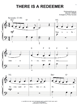 page one of There Is A Redeemer (arr. Phillip Keveren) (Big Note Piano)