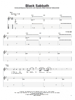 page one of Black Sabbath (Guitar Tab (Single Guitar))