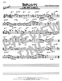 page one of Boplicity (Be Bop Lives) (Real Book – Melody & Chords – Eb Instruments)