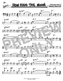 page one of How High The Moon (Real Book – Melody & Chords – Bass Clef Instruments)