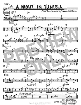 page one of A Night In Tunisia (Real Book – Melody & Chords – Bass Clef Instruments)