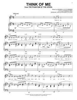 page one of Think Of Me (from The Phantom Of The Opera) (Piano & Vocal)