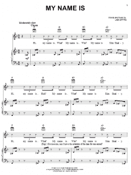 page one of My Name Is (Piano, Vocal & Guitar Chords (Right-Hand Melody))