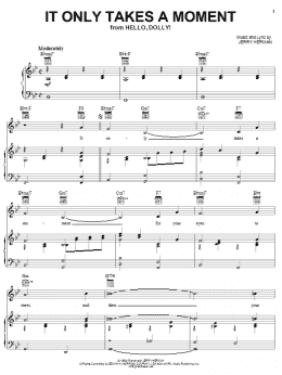 page one of It Only Takes A Moment (Piano, Vocal & Guitar Chords (Right-Hand Melody))