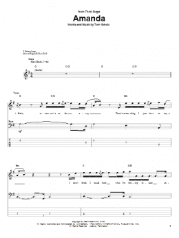 page one of Amanda (Bass Guitar Tab)