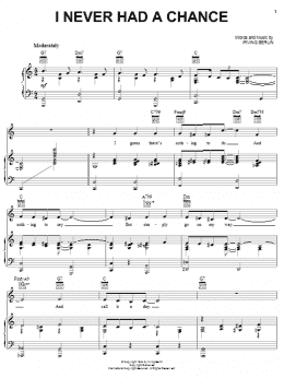 page one of I Never Had A Chance (Piano, Vocal & Guitar Chords (Right-Hand Melody))
