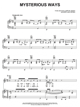 page one of Mysterious Ways (Piano, Vocal & Guitar Chords (Right-Hand Melody))