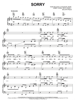 page one of Sorry (Piano, Vocal & Guitar Chords (Right-Hand Melody))