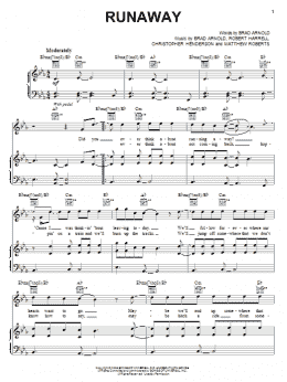 page one of Runaway (Piano, Vocal & Guitar Chords (Right-Hand Melody))