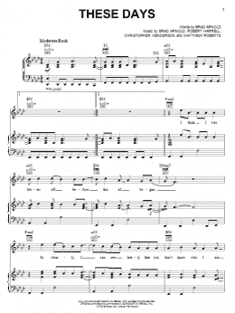 page one of These Days (Piano, Vocal & Guitar Chords (Right-Hand Melody))