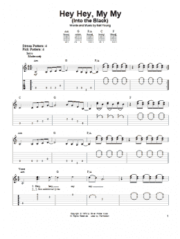 page one of Hey Hey, My My (Into The Black) (Easy Guitar Tab)