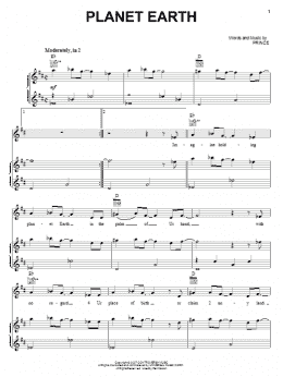 page one of Planet Earth (Piano, Vocal & Guitar Chords (Right-Hand Melody))