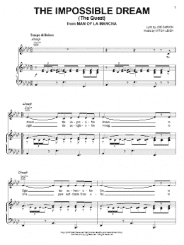 page one of The Impossible Dream (The Quest) (Piano, Vocal & Guitar Chords (Right-Hand Melody))