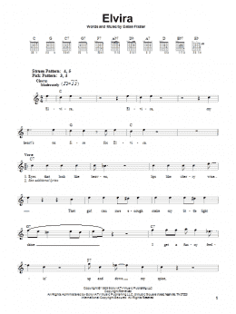 page one of Elvira (Easy Guitar)